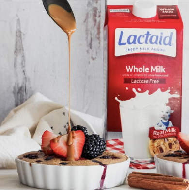 Lactose-free, cookie butter baked oats recipe, made with Lactaid