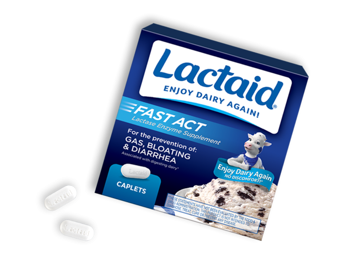 Front package of Lactaid® fast-acting supplements