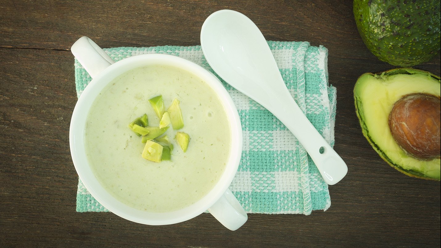 Bowl chilled avocado soup