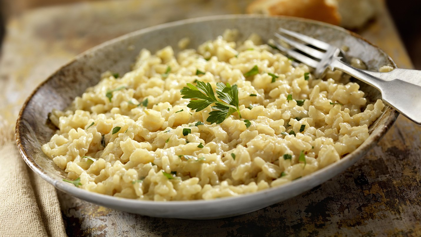 Lactose-free creamy brown rice risotto made with LACTAID®