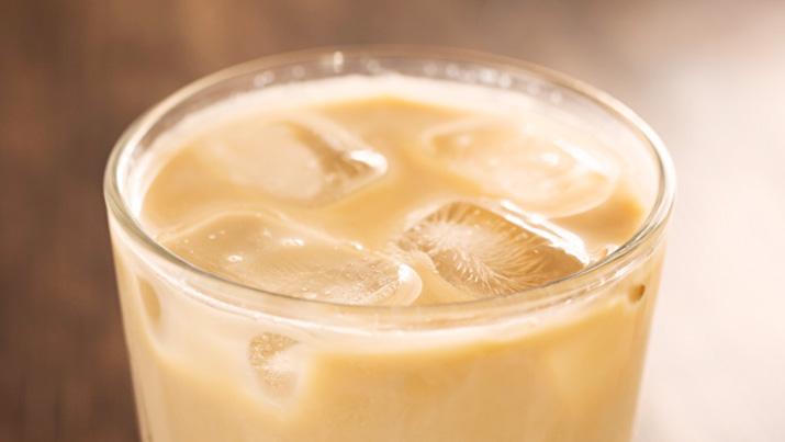 Close up of iced latte in glass