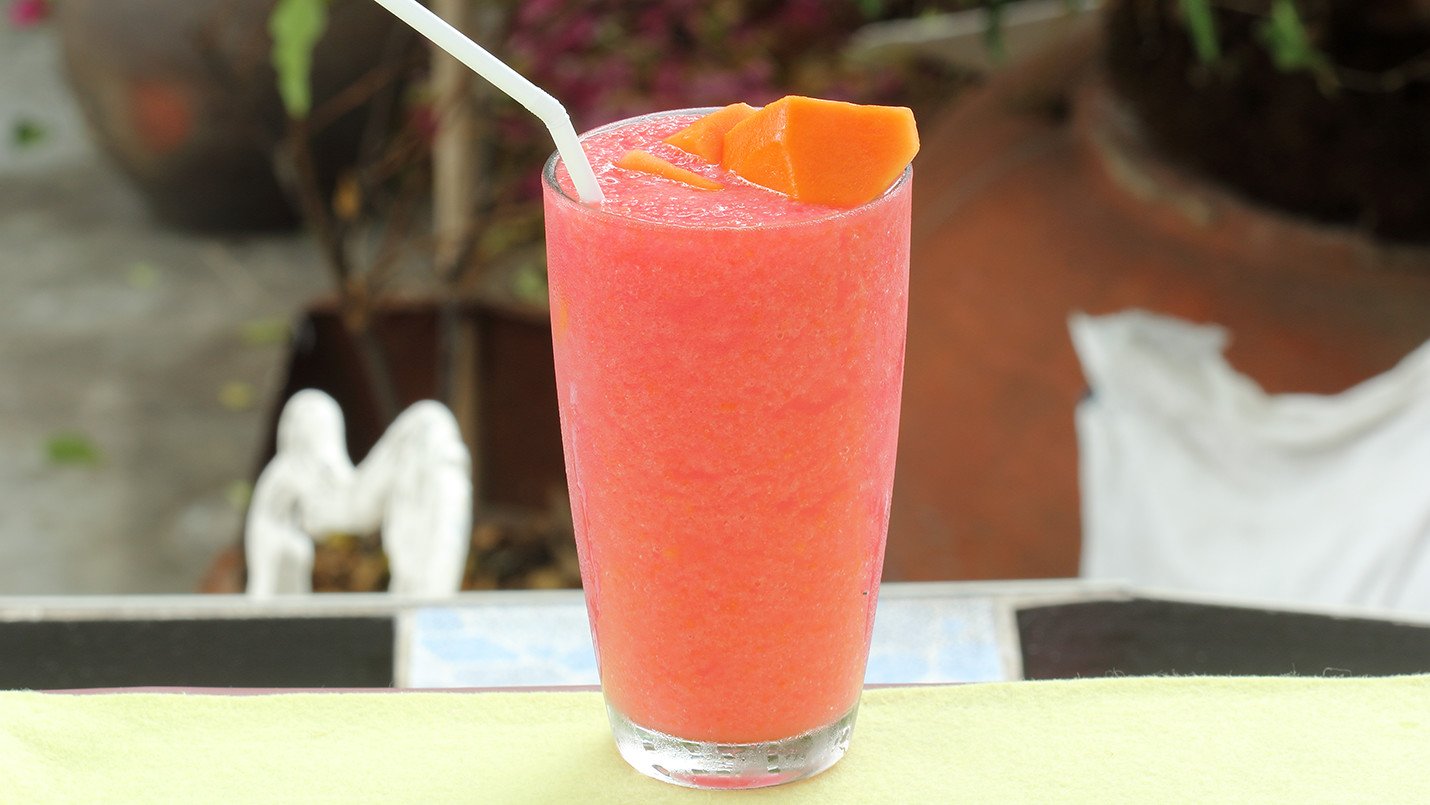 Lactose-Free Strawberry Papaya Smoothie Made with Lactaid®