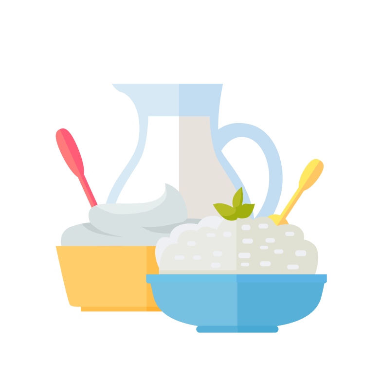 Illustration of a jar of milk and dairies