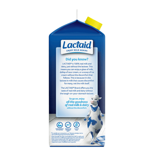 Lactaid Calcium Enriched 2% Milk Left of Packaging