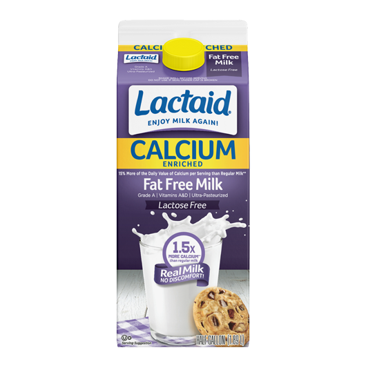 Lactaid Calcium Enriched Fat-free Milk Front of Package