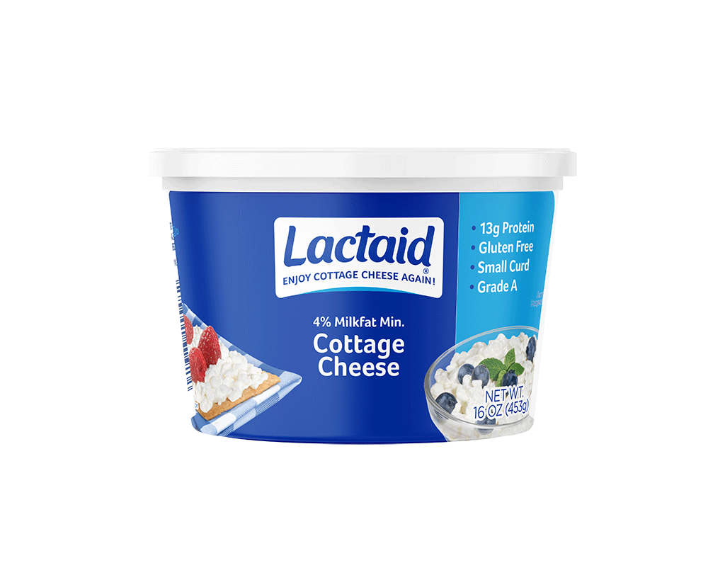 Lactaid 4% milkfat cottage cheese container lactose-free