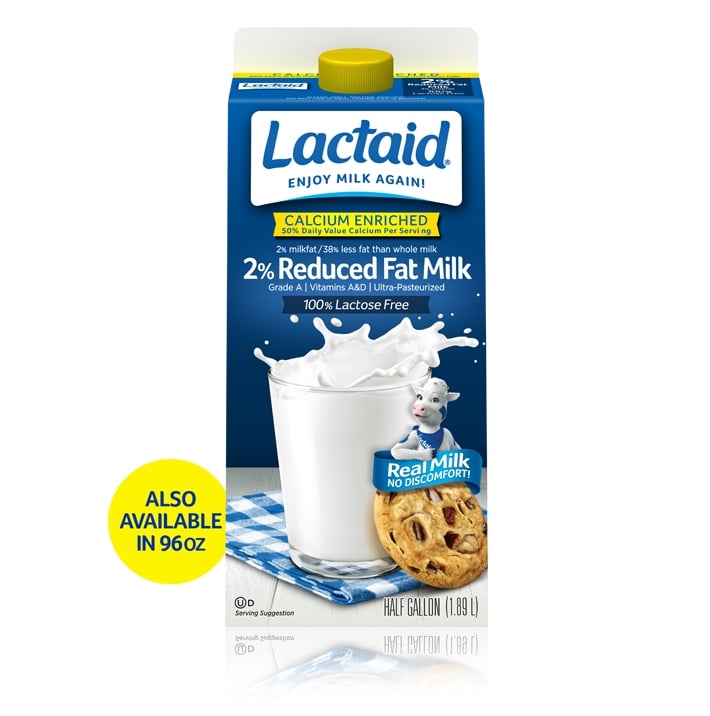 Lactaid calcium enriched 2% reduced fat lactose-free milk product packaging
