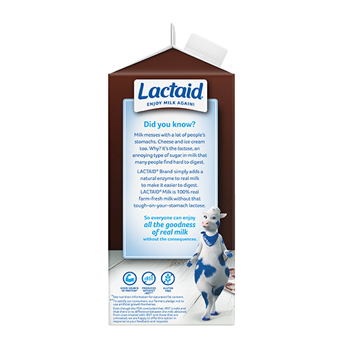 Lactaid Chocolate Milk Left of Packaging