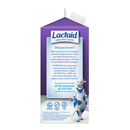 Lactaid Fat Free Milk Left Side of Packaging