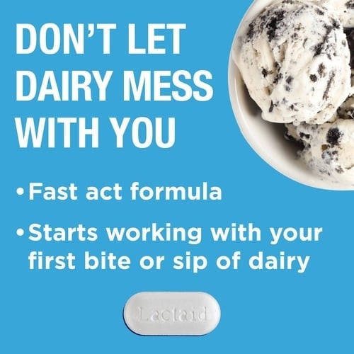 Lactaid Fast Act Caplets have a fast acting formula and start working with your first bite or sip of dairy