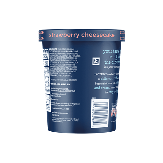  LACTAID® Lactose-Free Strawberry Cheesecake Ice Cream back of package