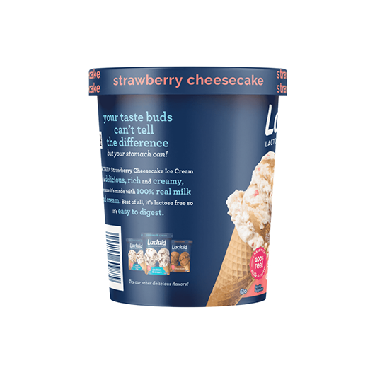 LACTAID® Lactose-Free Strawberry Cheesecake Ice Cream right side of package