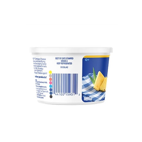 Side of Lactaid Pineapple Cottage Cheese packaging