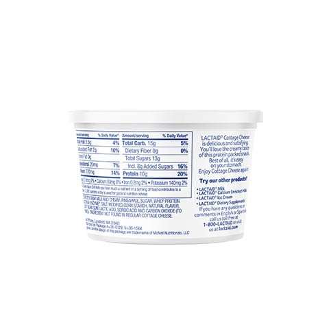 Nutritional facts for Lactaid Pineapple Cottage Cheese