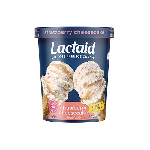 Lactaid Strawberry Cheesecake Ice Cream front of package