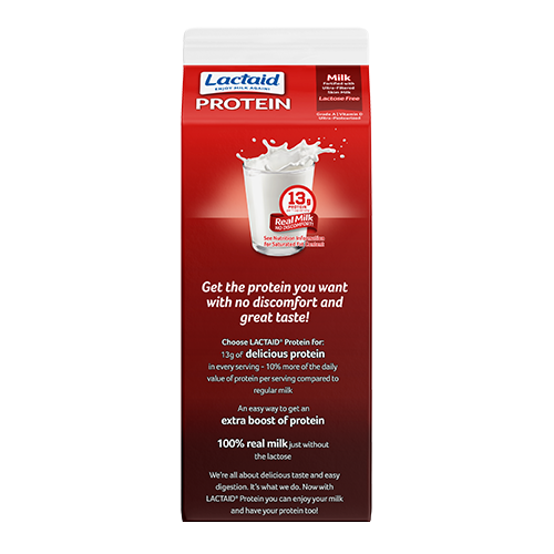 Lactaid High Protein Whole Milk Back of Packaging