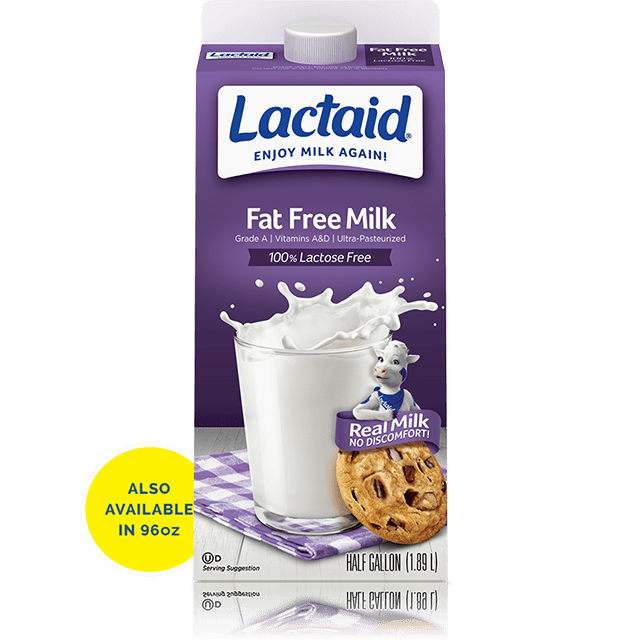 Carton of Lactaid lactose-free fat-free milk