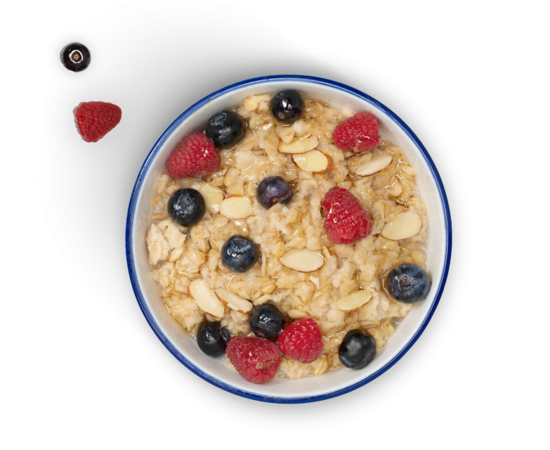 Bowl of cereal with Lactaid milk and fruit