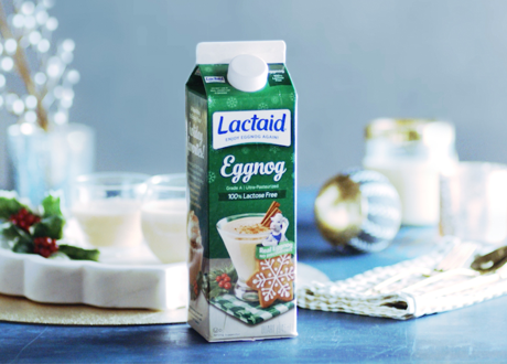 Lactaid eggnog on counter