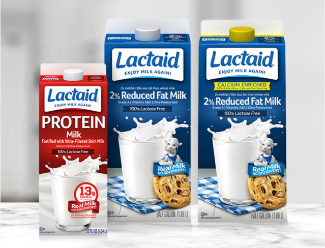 Bowl of cereal with Lactaid Milk carton