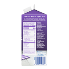 Lactaid Fat Free Milk Right Side of Packaging with Nutrition Facts