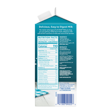 Lactaid 1% Low-fat Milk Right Side of Packaging whit Nutrition Facts