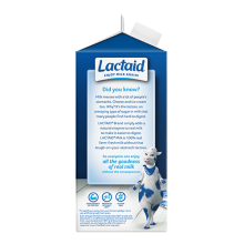 Lactaid 2% Reduced Fat Milk Left Side of Packaging