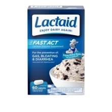 Lactaid Fast Act lactase enzyme supplement caplets front of pack