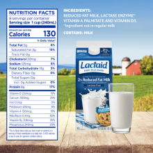Lactaid 2% Reduced Fat Milk Nutrition Facts