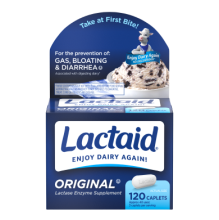 Lactaid original lactase enzyme supplement caplets front pack