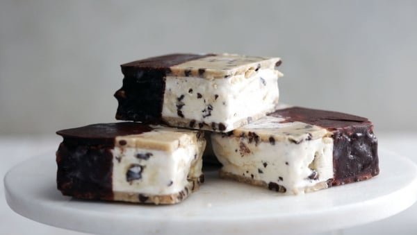 Chocolate Dipped Cookie Dough Ice Cream Sandwich Made With LACTAID® Milk 