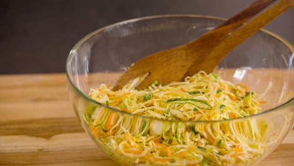 Shredded asian coleslaw with cabbage