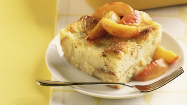 Peach Brioche Bread Pudding Recipe Made with LACTAID® Milk